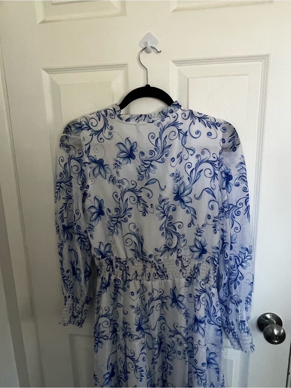 MSK White Maxi Dress with Blue Floral Print - Picture 8 of 8